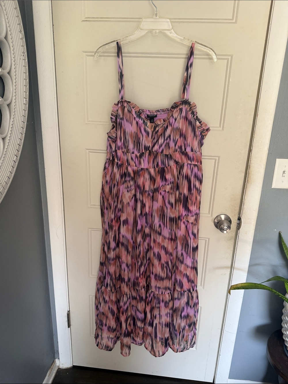 torrid Pink and Purple Printed Tiered Slip Dress